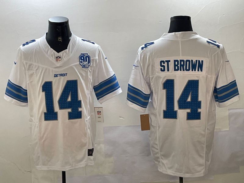Men Detroit Lions #14 St Brown White three generations 2024 Nike Limited NFL Jersey style 3->detroit lions->NFL Jersey